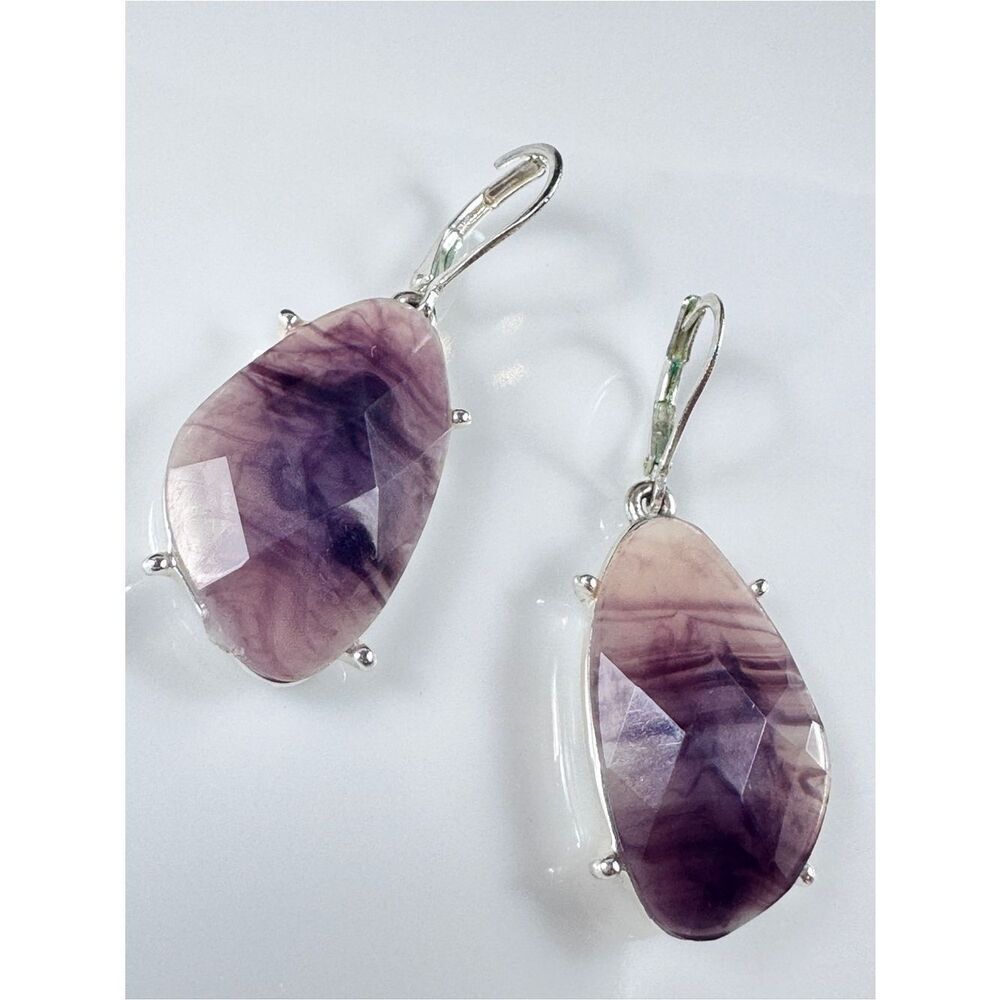 Amethyst Lace Agate Sterling Silver Drop Earrings